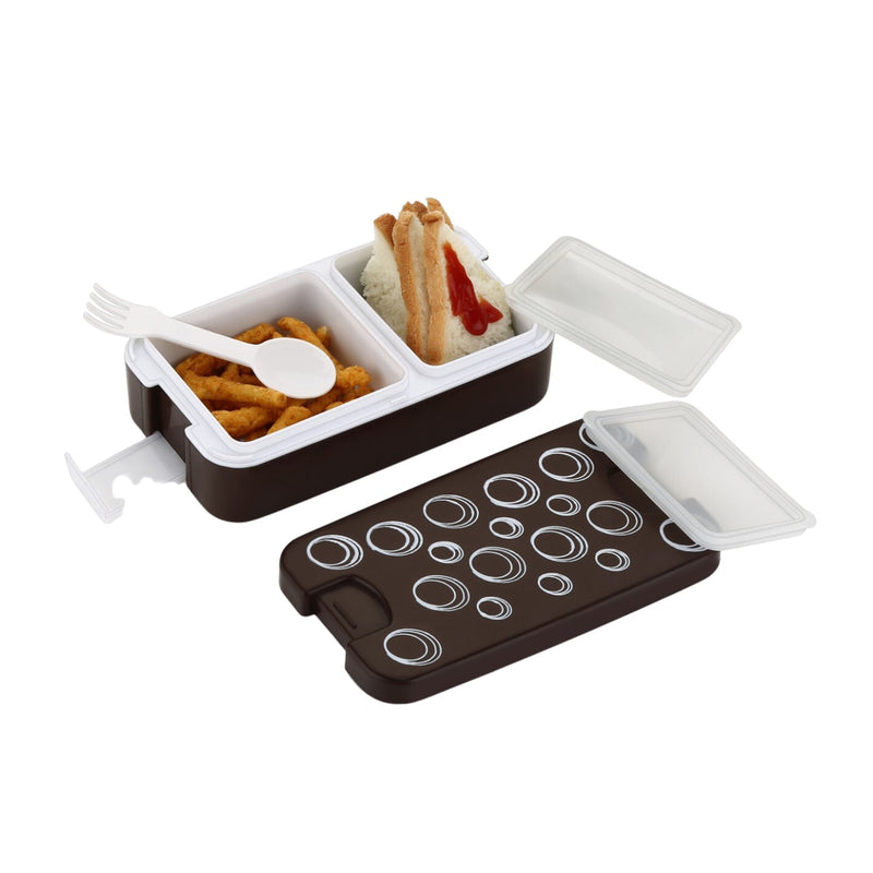 5530 Airtight Lunch Box 2 Compartment Lunch Box Leak Proof Food Grade Material Lunch Box Modern Appearance & Compact Lunch Box With Spoon 