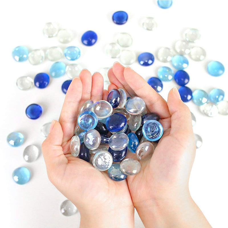 4980 Glass Gem Stone, Flat Round Marbles Pebbles for Vase Fillers, Attractive pebbles for Aquarium Fish Tank. (Approx - 45 Gem stones) 