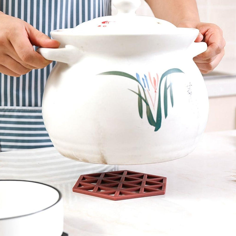 4051A Cup Mat PVC Tea Coaster Non-Slip Placemat High Temperature Insulation Pad Hollow Pot Mat Bowl with Anti-hot 