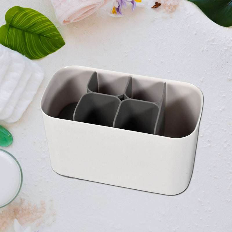 7698 Toothbrush Holder Stand Bathroom Storage Organizer Caddy For Toothpaste, Tongue Cleaner, Toiletry, and Razor Shaving Kit Holder 