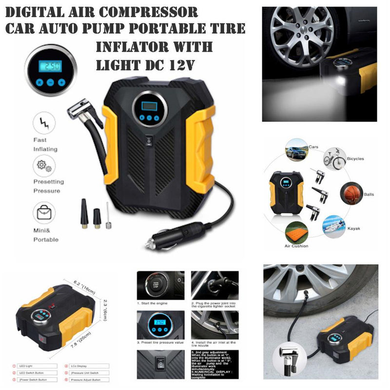 1618 Portable Electric Car Air Compressor Pump for Car and Bike Tyre - 