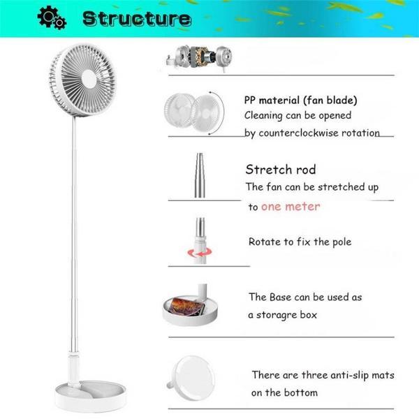 4612 Silent and Portable High Speed Foldable Table Fan with USB Charging Feature - Your Brand