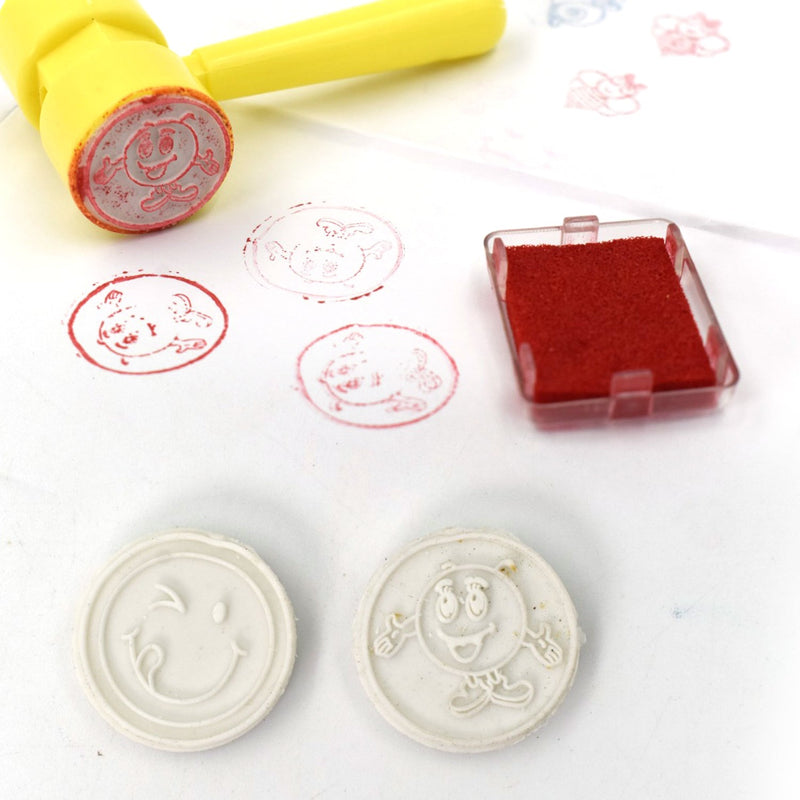 4810 Hammer Stamps 4 pieces - Smile Face 2 Hammer Seal Stamps with Small Hammer for Kids Theme Stamps for School Craft & Prefect Gift for Teachers, Parents and Students (Multicolor)  