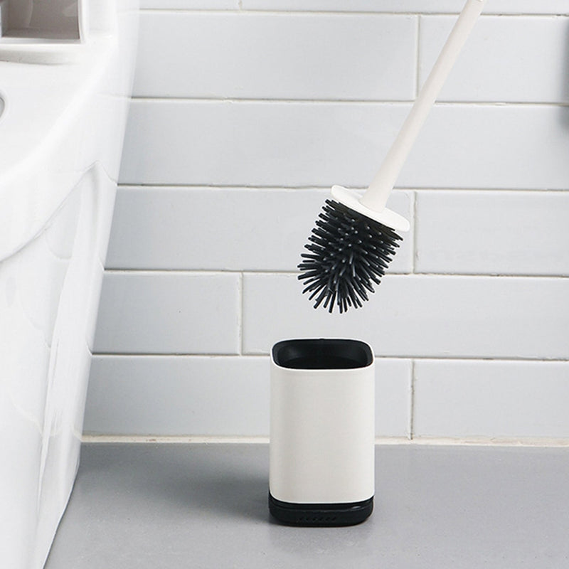 7601 Silicone Toilet Brush with Holder Stand , Brush for Bathroom Cleaning, Cleaning Silicone Brush and Holder 