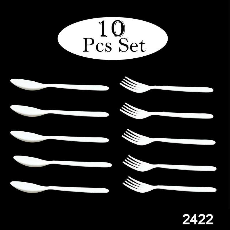 2422 Dinnerware Cutlery Premium Plastic Spoon And Fork Set - 10 pcs - 