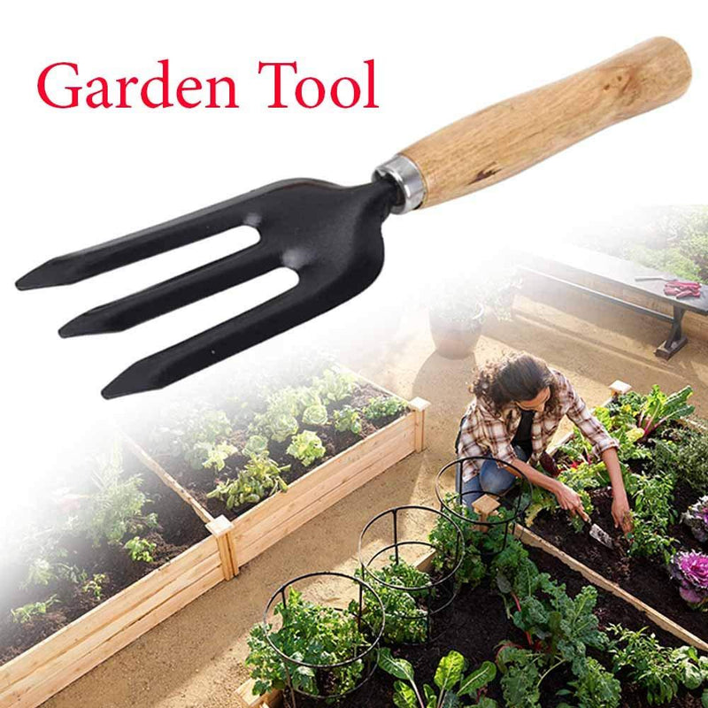 7410 3 Piece Gardening Tool Set Mini Wood Handle Cultivator, Gardening Trowel, Garden Forks - Opencho