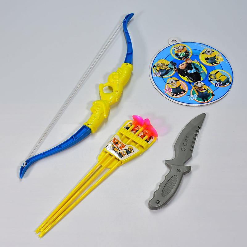 4438 Plastic Archery Bow and Arrow Toy Set with single knife and 3pc Arrow and Target Board. 