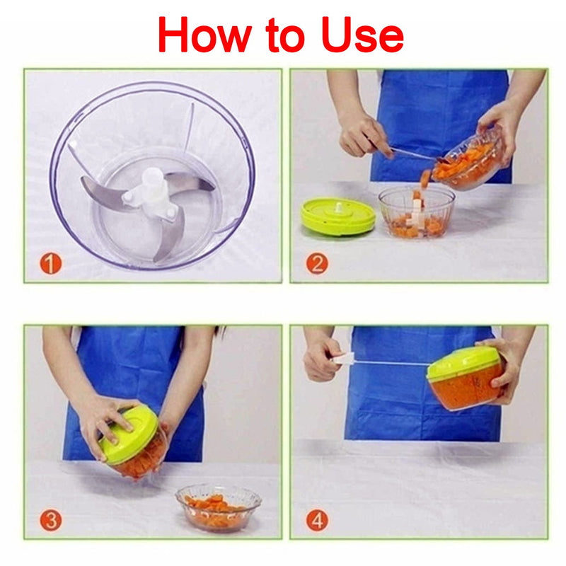 7032A Manual Hand Held Vegetable Chopper, Cutter, Slicer with Storage Lid - 450 ml
