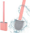 1398 Silicon Toilet Brush with Slim Holder Stand& Flat Head with Flexible Soft Bristles - 