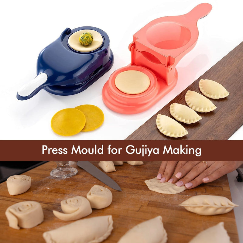 5302B Dumpling Skin Press Mould for Gujiya Ghughra Momos Making, 2 in 1 Dumpling Maker Mould Machine, Kitchen Dumpling 
