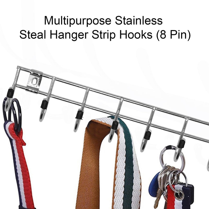 1737 Multipurpose Stainless Steal Hanger Strip Hooks (8 Pin)