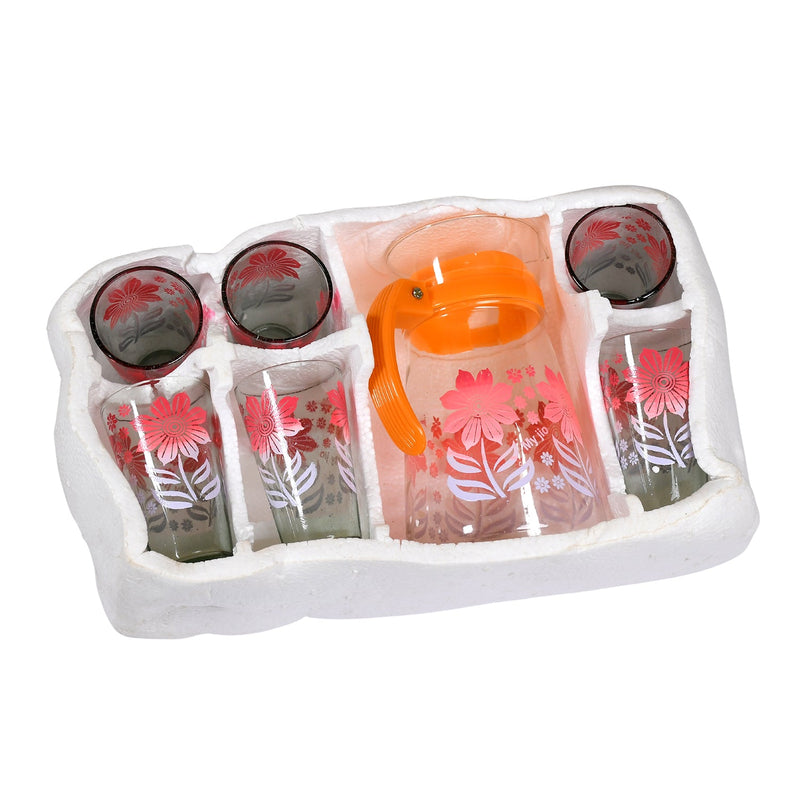 5279 Drinkware Water Jug & Glass Crystal Glass Juice Set | 1 Jug (1L) & Set of 6 Glasses Set For Home Use 