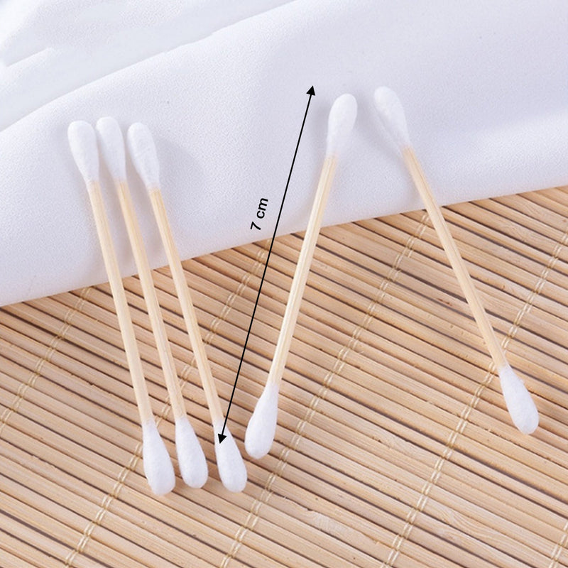6016 Cotton Swabs Bamboo with Wooden Handles for Makeup Clean Care Ear Cleaning Wound Care Cosmetic Tool Double Head Biodegradable Eco Friendly (pack of 20) 