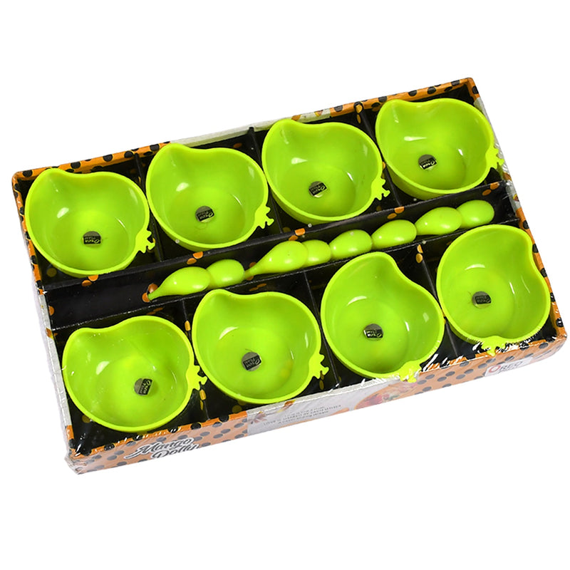 5290 Mango Shape 8 Bowl & 8 Spoon Serving Set For Home & Kitchen Use 