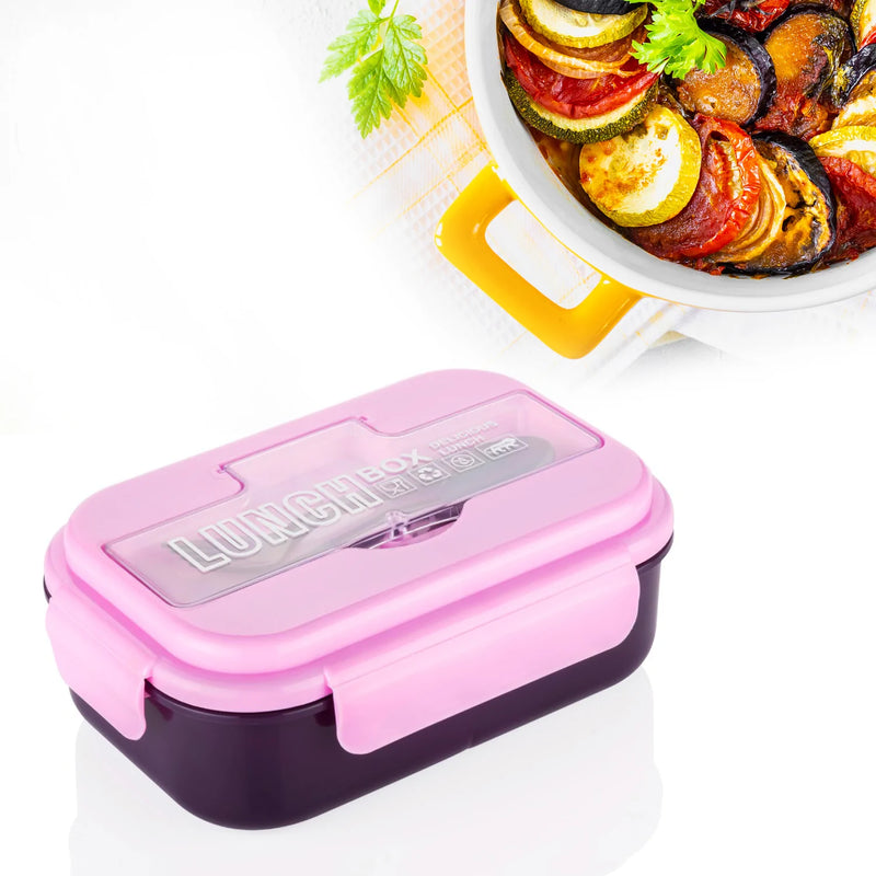 2809A LUNCH BOX 3CELLS PLASTIC LINER LUNCH CONTAINER, PORTABLE TABLEWARE SET FOR KID ADULT STUDENT CHILDREN KEEP FOOD WARM 