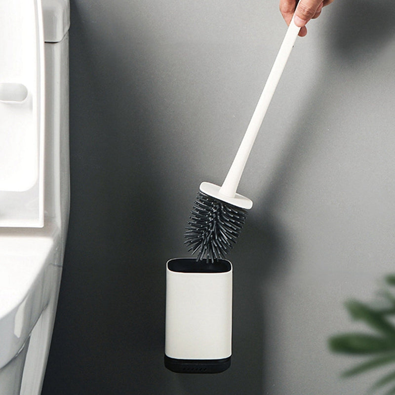 7601 Silicone Toilet Brush with Holder Stand , Brush for Bathroom Cleaning, Cleaning Silicone Brush and Holder 
