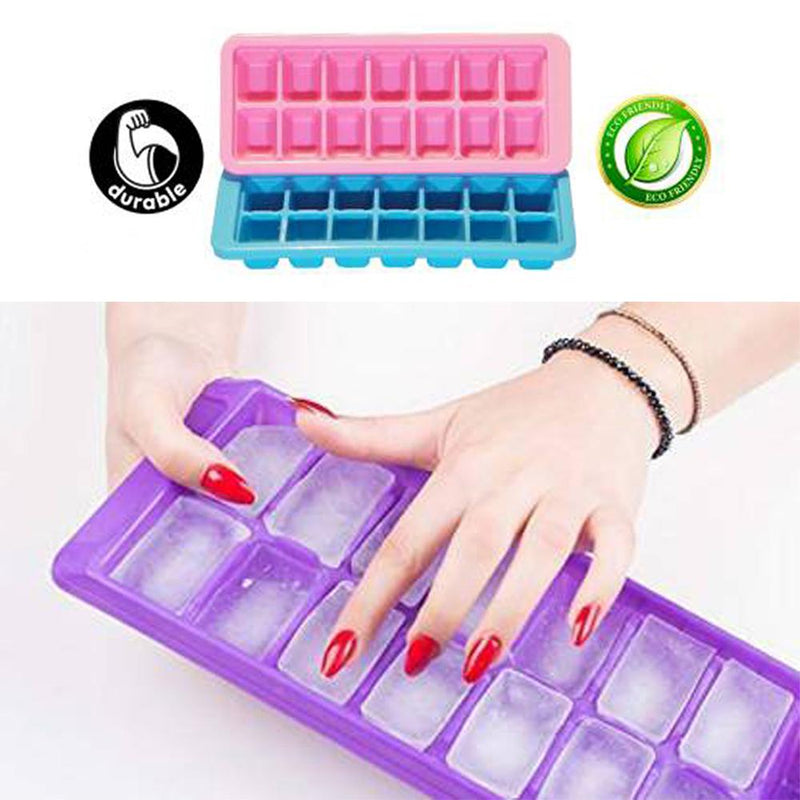 1196 Ice Cube Trays  14 Cavity Per Ice Tray [Multicolour] - 