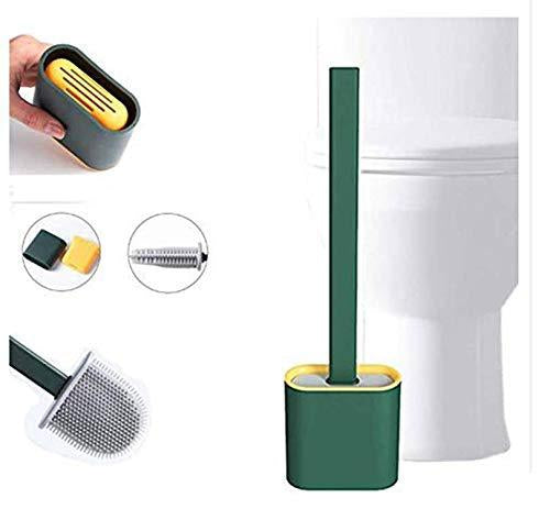 1410 Silicone Toilet Brush with Holder Stand  for Bathroom Cleaning - 