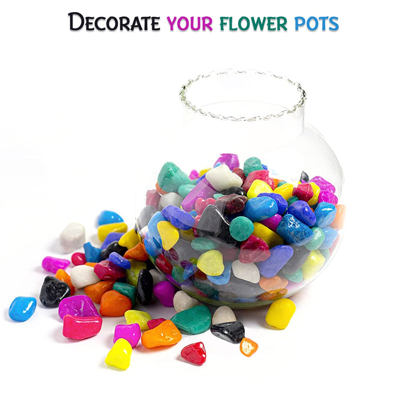 4979 Decorative Stones and Pebbles for Garden, Vase Fillers Multicolor. ( Approx - 195 Pebbles) 