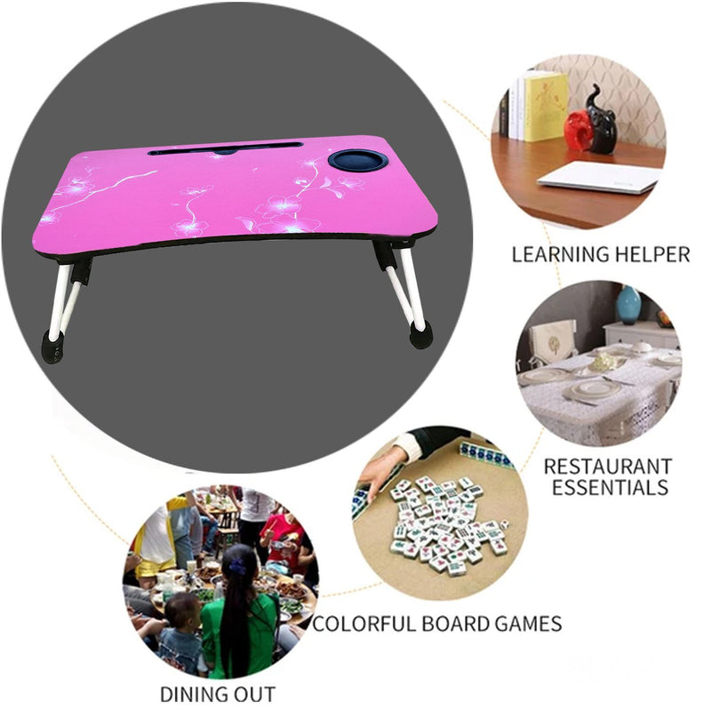 8036 Pink Multipurpose Foldable Laptop Table with Cup Holder