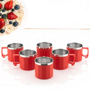 5308  Plastic Steel Cups Premium Cup For Coffee Tea Cocoa, Camping Mugs with Handle, Portable & Easy Clean ( 6 pcs Set ) 