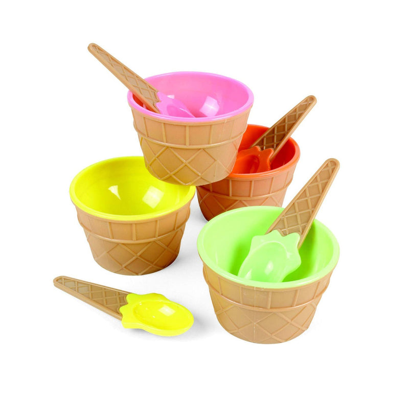 5319  4 pc Ice Cream Bowl Plastic Solid Colour Cream Cup Couple Bowl with Spoon. Ice Cream Spoon & Bowl Set, 4 Pc Set of Ice Cream Bowl & Spoon (Multi Color) 