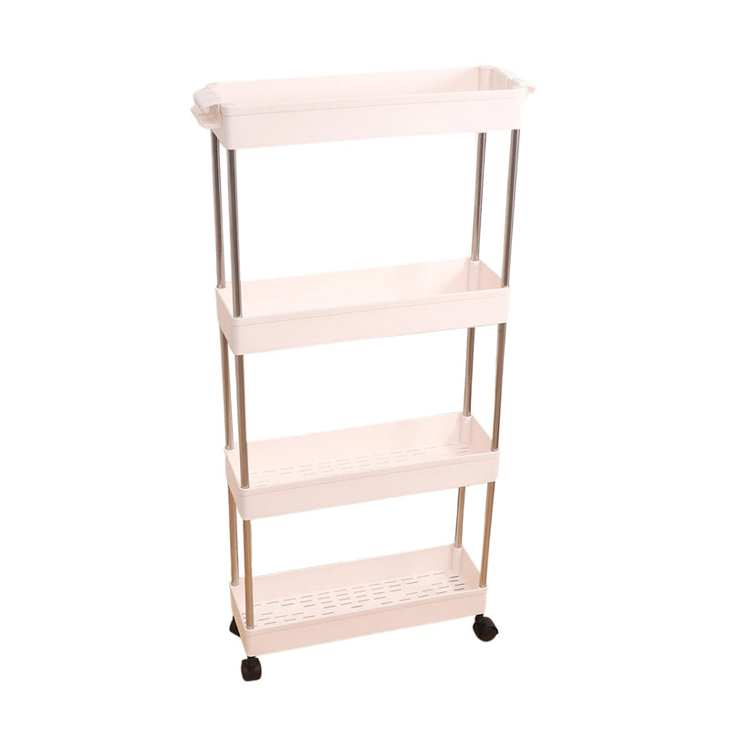 2156 Plastic 4 layer folding trolly Storage Organizer for Kitchen Storage Rack Shelf Trolley Rack with Caster Wheels (4 LAYER) 