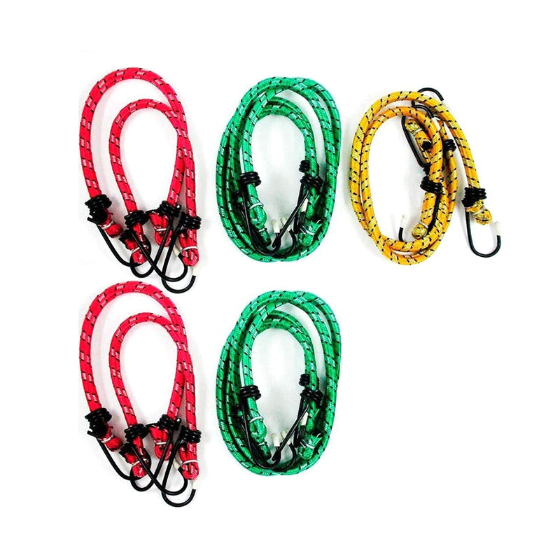 9093 High strength elastic bungee, knee cord cables, luggage tying rope with hooks. (set of 5pc with 1Meter length) 