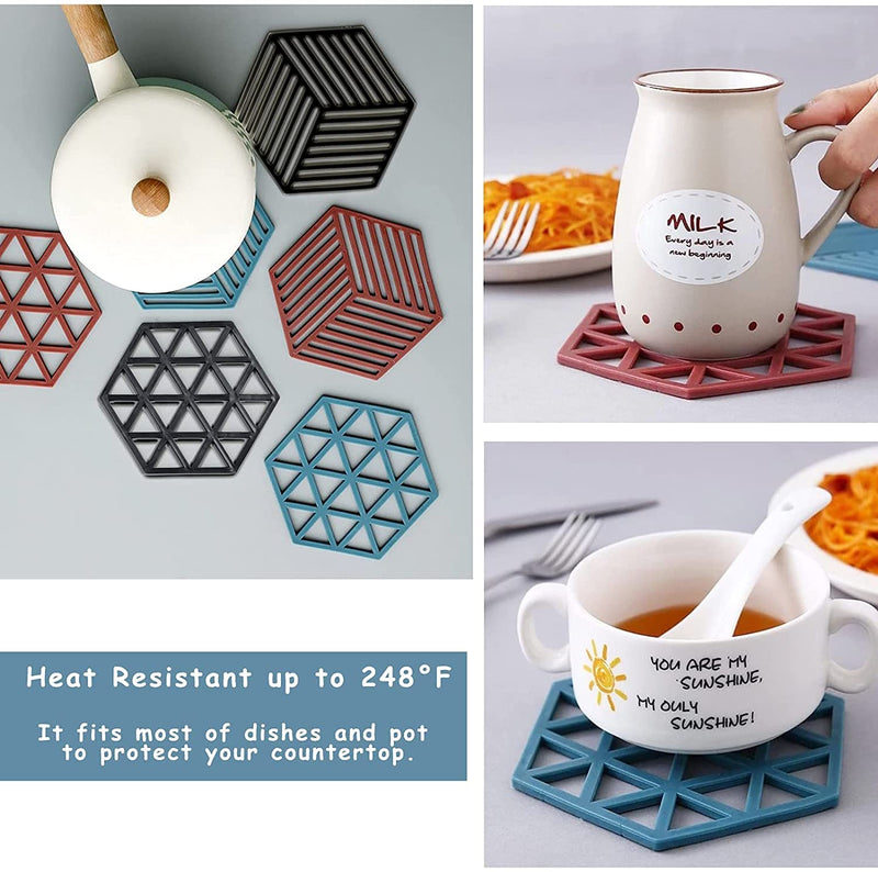 4051A Cup Mat PVC Tea Coaster Non-Slip Placemat High Temperature Insulation Pad Hollow Pot Mat Bowl with Anti-hot 