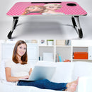 7694 Barbie Design Foldable Bed Study Table Portable Multifunction Laptop Table Lapdesk for Children Bed Foldable Table Work Office Home with Tablet Slot & Cup Holder 