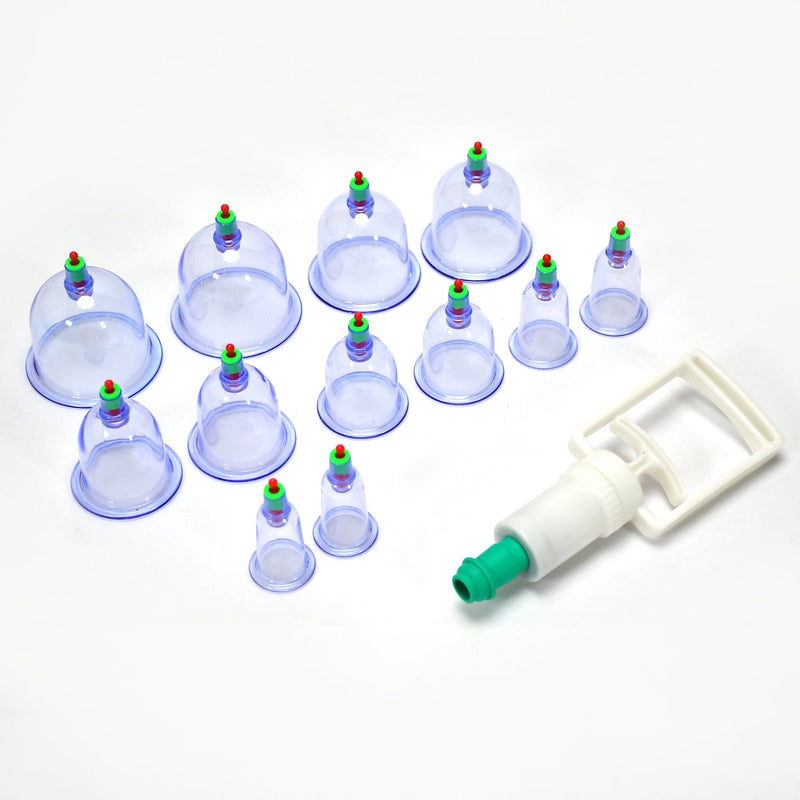 6614 Hijama Cupping Set, 12pcs Cups Vacuum Cupping Kit Pull Out a Vacuum Apparatus Therapy Relax Massagers Curve Suction Pump 