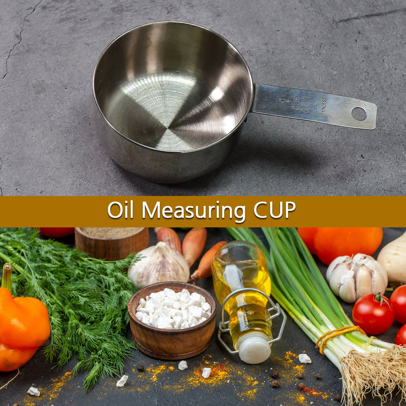 2111 Oil Measuring Cup Stainless Steel. Measuring Cup with Handles. 1Pc 250Ml 