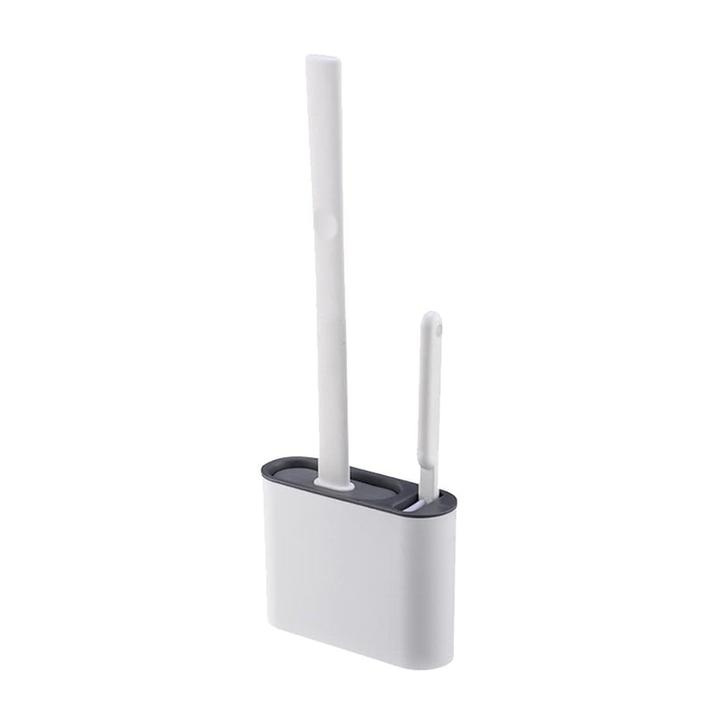 7683 Toilet Brush Set , Toilet Brush And Holder Set, Anti-Slip Handle Silicone Toilet Brush And Small Cleaning Brush , 