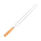 2878 Stainless Steel Double Prongs Roasting Stick BBQ Barbecue Fork Kebab Skewers Wooden Handle 
