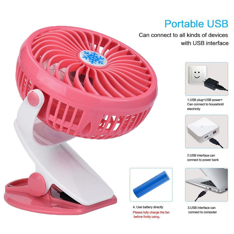 4824 USB Rechargeable Clip Desktop Table Fan Mini Portable Clamp Fan 360degree Rotating