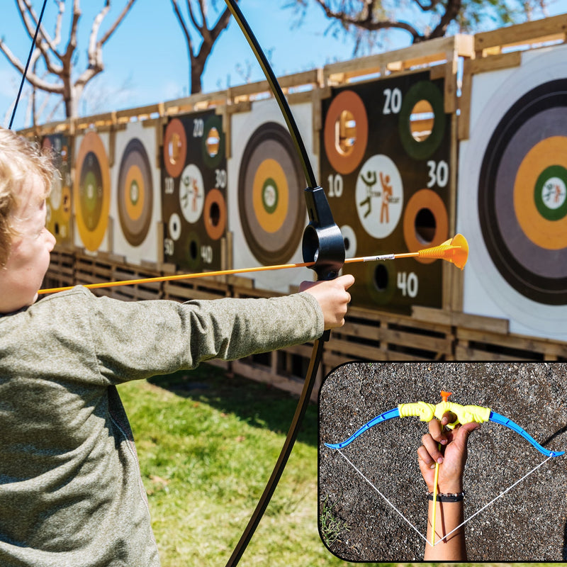 4438 Plastic Archery Bow and Arrow Toy Set with single knife and 3pc Arrow and Target Board. 