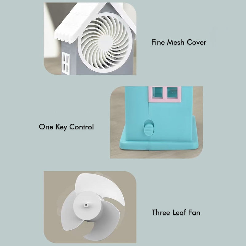 4799 Mini House Fan House Design Rechargeable Portable Personal Desk Fan For Home , Office & Kids Use 