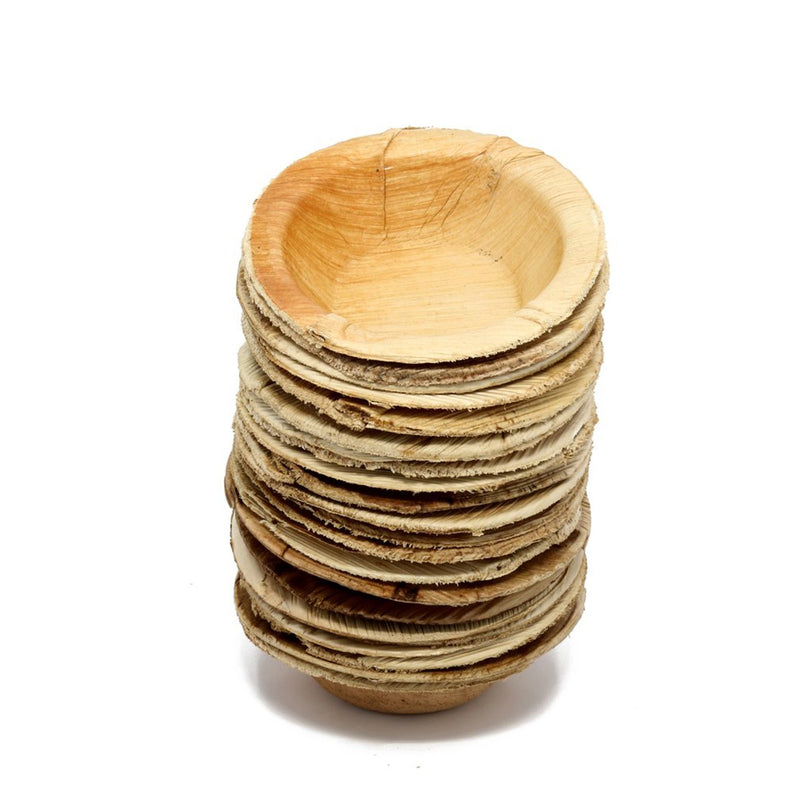 3213 Disposable Round Shape Eco-friendly Areca Palm Leaf Bowl (5x5 inch) (pack of 25) - 