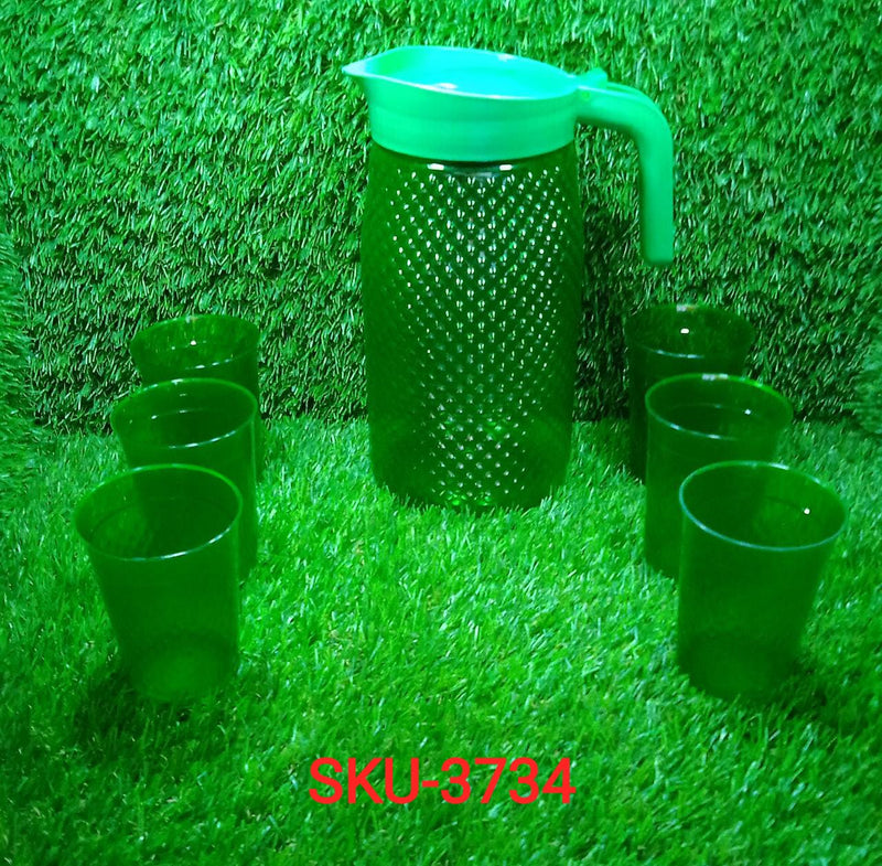 3734 Transparent Unbreakable Lemon Juice Jug Set (Pack of 6) Amd-