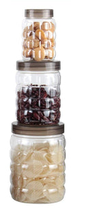 0598 3pcs Stone Jars Set (Big 1200ml, Medium 600ml & Small 250ml size)