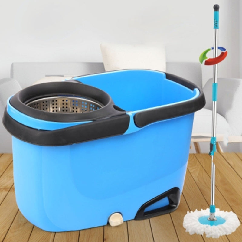 1159 Heavy Duty Microfiber Spin Mop with Plastic Bucket (Multicolour)