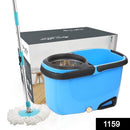 1159 Heavy Duty Microfiber Spin Mop with Plastic Bucket (Multicolour)