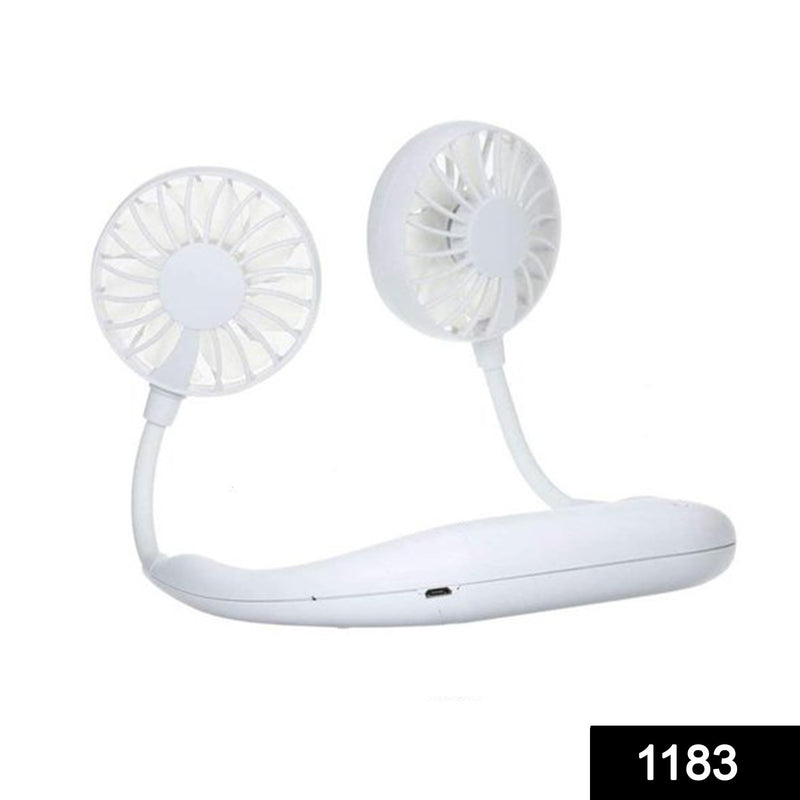 1183 Portable Rechargeable Wearable Strong Airflow Quiet Operation Hanging Neck Fan - 