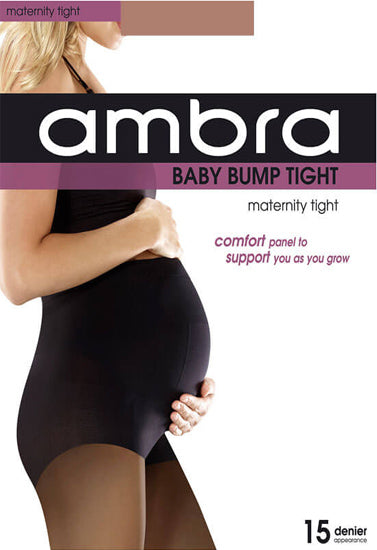 Ambra baby bump black tall 15 denier women pantyhose pack of 2