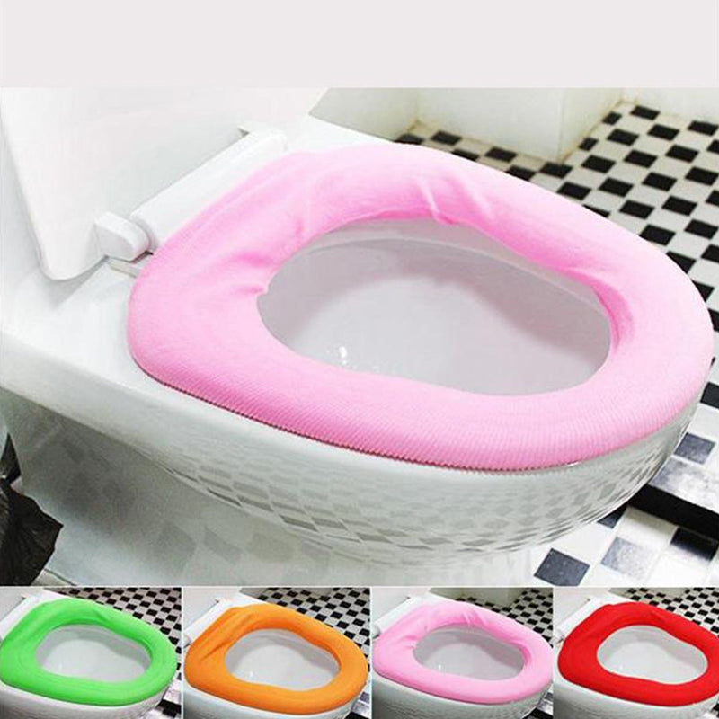 4768 Bathroom Soft Thicker Warmer Stretchable Washable Cloth Toilet Seat Cover Pads (1pc) 