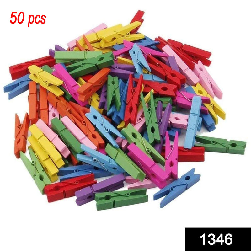 1346 Wooden Clips for Photo Hanging & Home Decoration Pin Clips (Pack of 50) - DeoDap