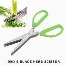 1563 Multifunction Vegetable Stainless Steel Herbs Scissor with 5 Blades 