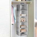 6741 Non-Woven Fabric Cloth 6 Selves Hanging Storage Wardrobe Organizer with PVC Zippered Closure 6 Layers Chain Cloth 