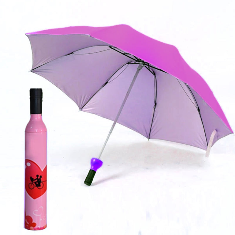 1622 Stylish Umbrella Folding Plastic Wine Bottle Deco Umbrella (Multicolor) - 