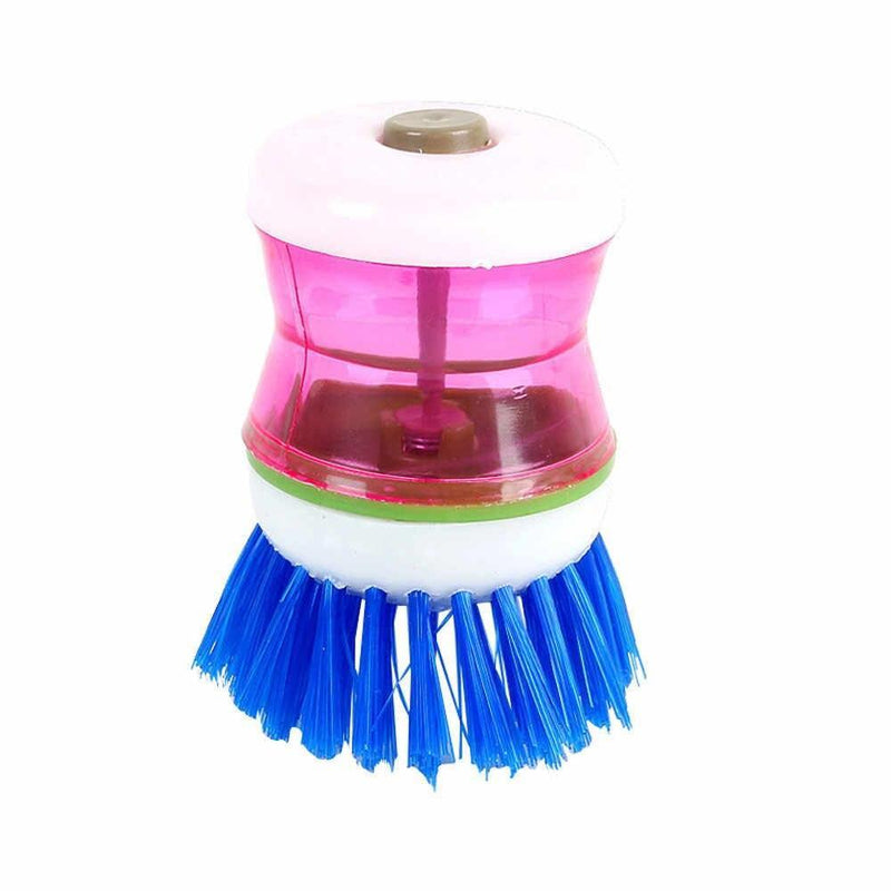 0159 Plastic Wash Basin Brush Cleaner with Liquid Soap Dispenser (Multicolour)